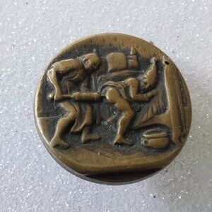 Klistier Messing Antique Button, Germany, 1701-1900, Rare, Enama Coat Button